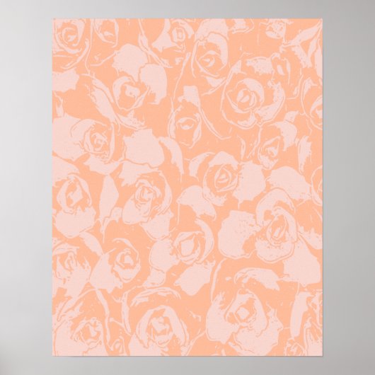 Poster Illustration florale rose corail Botanique (Devant)