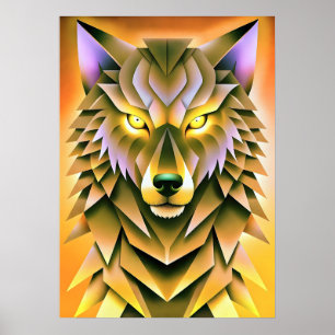 Poster Illustration géométrique du loup Design animal