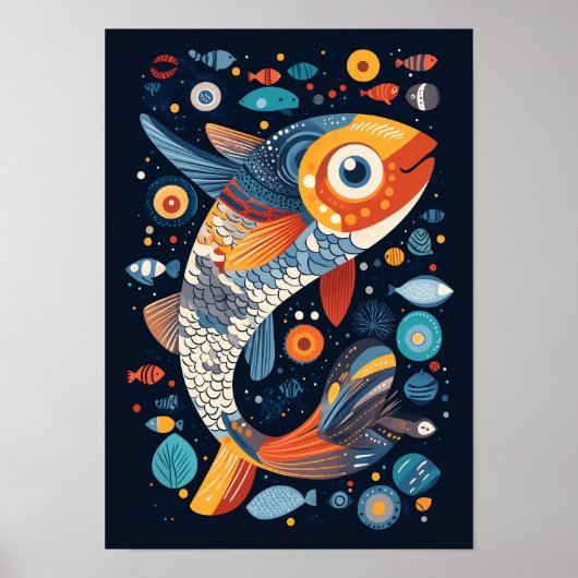 Poster Illustration géométrique du poisson (Devant)