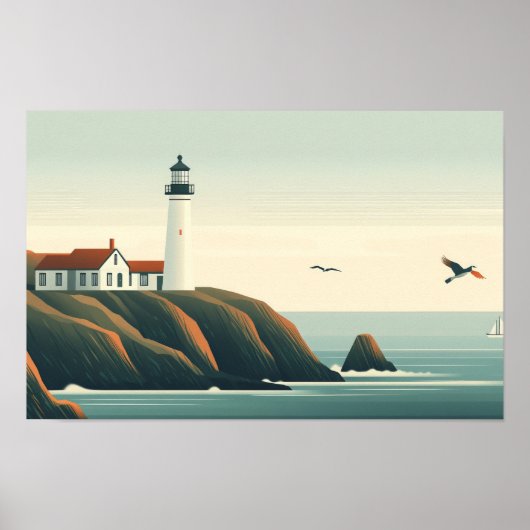 Poster Illustration graphique du phare Seacoast (Devant)