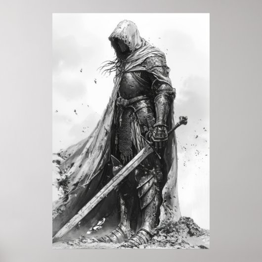 Poster Illustration Imaginaire Chevalier dans le style de (Devant)