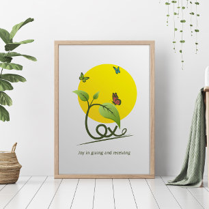 Poster Illustration inspirée par la nature avec le mot AM
