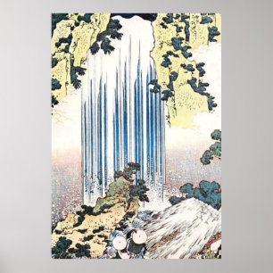 Poster Illustration japonaise des chutes d'eau