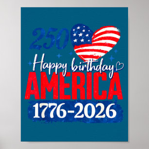 Poster Illustration Joyeux Anniversaire Amérique 250 Ans