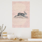 Poster Illustration lapin lièvre vintage - lapins (Cuisine)