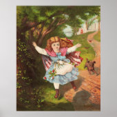 Poster Illustration lithographique d'une petite fille et (Devant)
