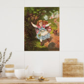 Poster Illustration lithographique d'une petite fille et (Cuisine)