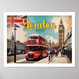 Poster Illustration Londres Angleterre Pop Art Travel