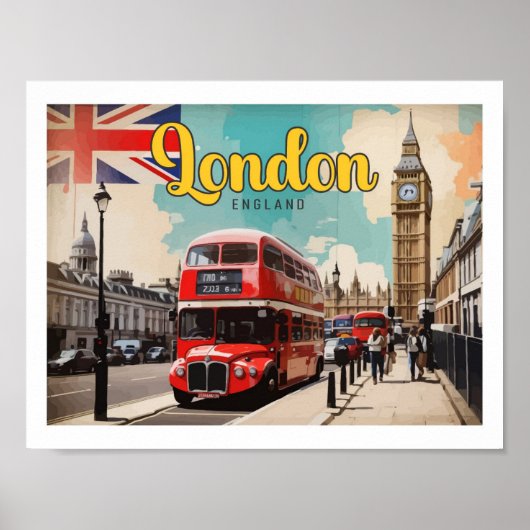 Poster Illustration Londres Angleterre Pop Art Travel (Devant)