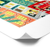 Poster Illustration Londres ville dans la neige Noël (Coin)