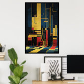 Poster Illustration magnifique aux couleurs vives (Bureau à domicile)