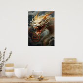 Poster Illustration majestueuse du dragon oriental Imprim (Cuisine)