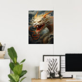 Poster Illustration majestueuse du dragon oriental Imprim (Bureau à domicile)