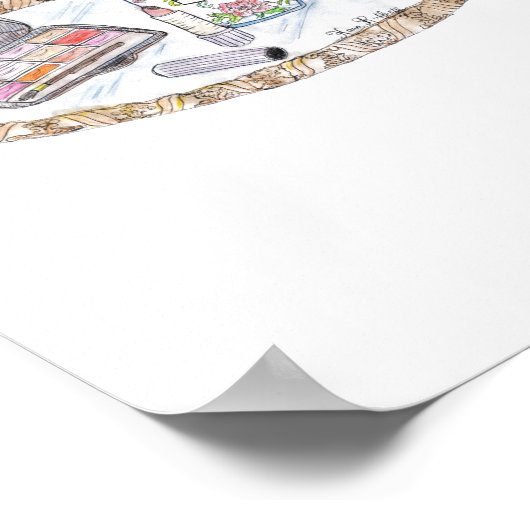 Poster Illustration maquillage Antique Plateau de maquill (Coin)