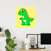 Poster Illustration Mignonne Du Tyrannosaurus Rex. (Bureau à domicile)
