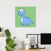 Poster Illustration Mignonne D'Un Brontosaurus. (Bureau à domicile)
