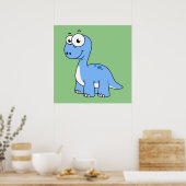 Poster Illustration Mignonne D'Un Brontosaurus. (Cuisine)