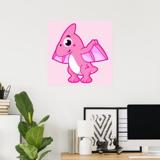 Poster Illustration Mignonne D'Un Pterodactyl. (Bureau à domicile)
