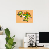 Poster Illustration Mignonne D'Un Spinosaure Souriant. (Bureau à domicile)