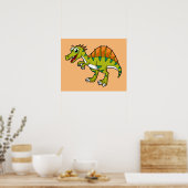 Poster Illustration Mignonne D'Un Spinosaure Souriant. (Cuisine)