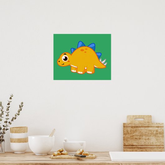 Poster Illustration Mignonne D'Un Stegosaurus. (Cuisine)