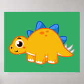 Poster Illustration Mignonne D'Un Stegosaurus. (Devant)
