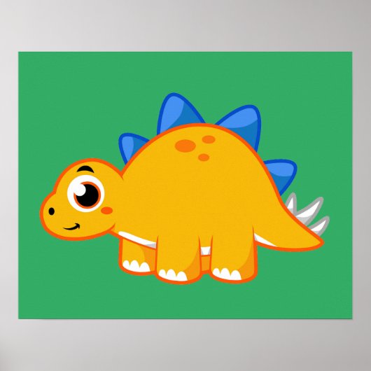 Poster Illustration Mignonne D'Un Stegosaurus. (Devant)