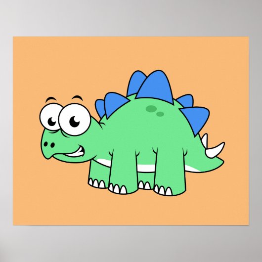 Poster Illustration Mignonne D'Un Stegosaurus. 2 (Devant)