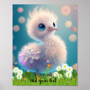 Poster Illustration Mignonne et Fantaisiste de Cigogne Bé