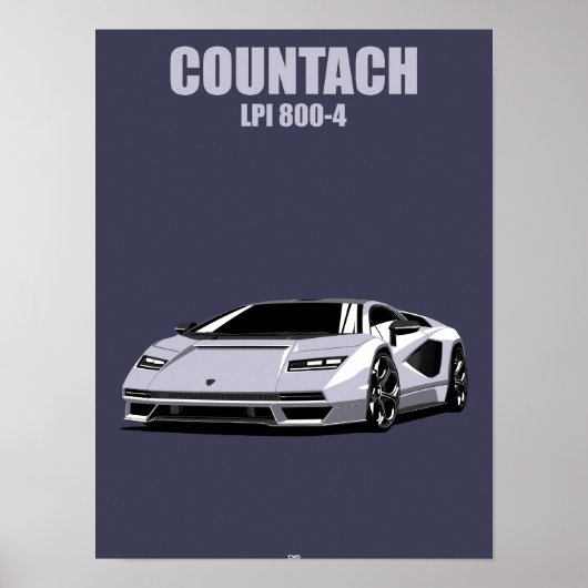 Poster Illustration minimale de supercar hybride Countach (Devant)