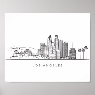 Poster Illustration minimaliste de la skyline de Los Ange