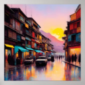 Poster Illustration Minimaliste de l'aquarelle Kaboul (Devant)