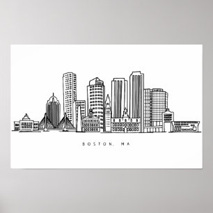 Poster Illustration minimaliste de l'horizon de la ville