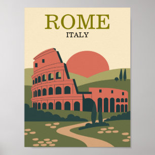 Poster Illustration minimaliste de Rome Italie Colisée