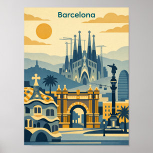 Poster Illustration moderne de la Sagrada Familia de Barc