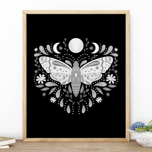 Poster Illustration moderne de la teigne Abstraite noire 