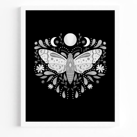 Poster Illustration moderne de la teigne Abstraite noire 