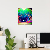 Poster Illustration moderne de style rétro (Bureau à domicile)