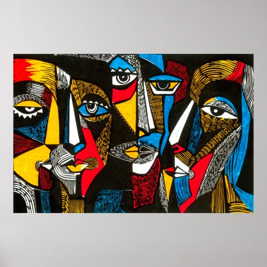 Poster Illustration moderne en style linocut. Colo surréa (Devant)