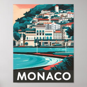 Poster Illustration Monaco Art Vintage voyage