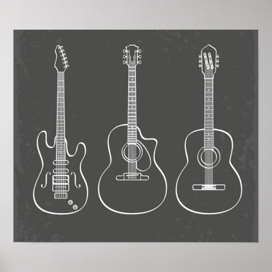 Poster Illustration musicale trio guitare rétro (Devant)