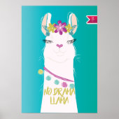 Poster Illustration No Drama Llama Monogramme (Devant)