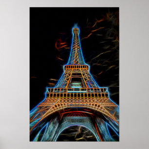 Poster Illustration of Eiffel Tower - Paris, France