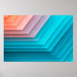 Poster Illustration orange, rose et turquoise