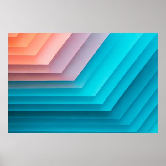 Poster Illustration orange, rose et turquoise (Devant)