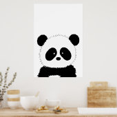 Poster Illustration Panda mignonne Minimaliste noir et bl (Cuisine)