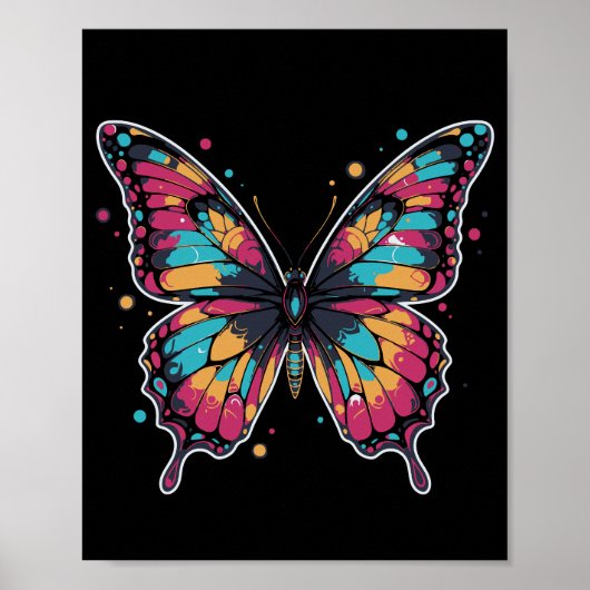 Poster Illustration Papillon Coloré (Devant)