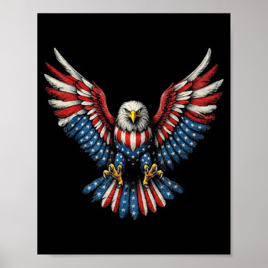 Poster Illustration patriotique aigle royal drapeau améri (Devant)