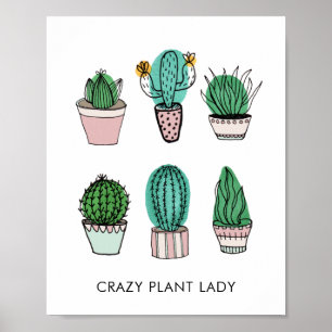 Poster Illustration personnalisée de cactées succulentes