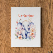 Poster Illustration personnalisée d'un bébé éléphant mign